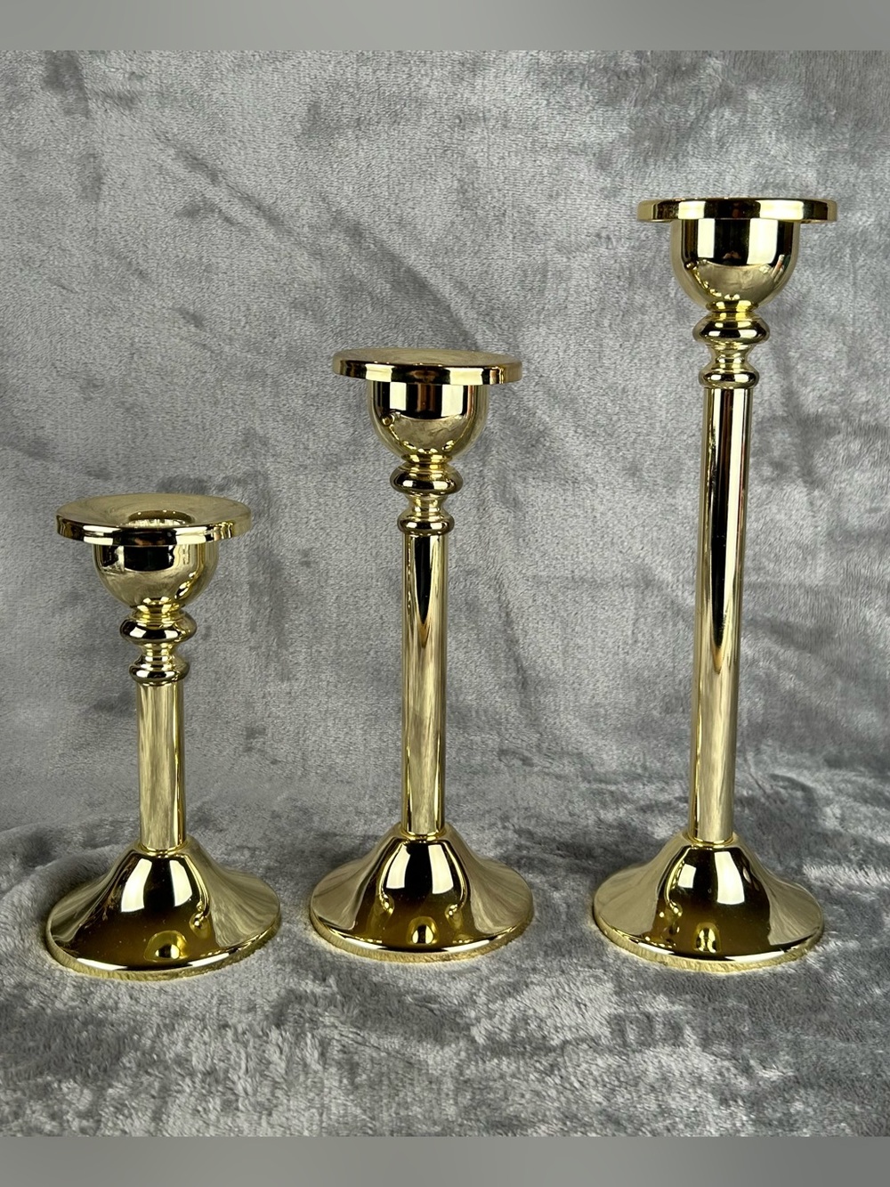 Godinger Silver Company Brass Gold Tone Candlestick Set Of 3 Trio Candle Holder